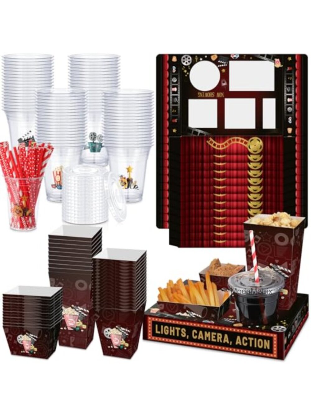 Disposable Movie Night Snack Trays 5 Compartment Cinema Party Set